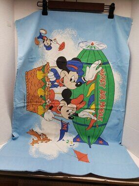 Vintage Disney Mickey Air Mobile Pillowcase Minnie Chip Dale Jiminy Cricket USA